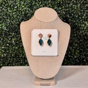 Stella & Dot Cream and Emerald Green Drop Earrings